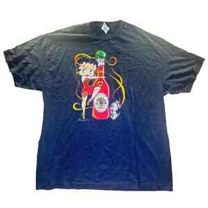 Vintage Betty Boop Lil Hotty Hot Sauce T Shirt Faded Black Y2K 2002 Size 2XL